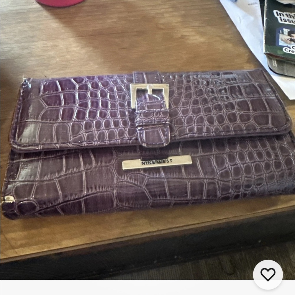 Nine West Plum Crocodile Embossed Clutch